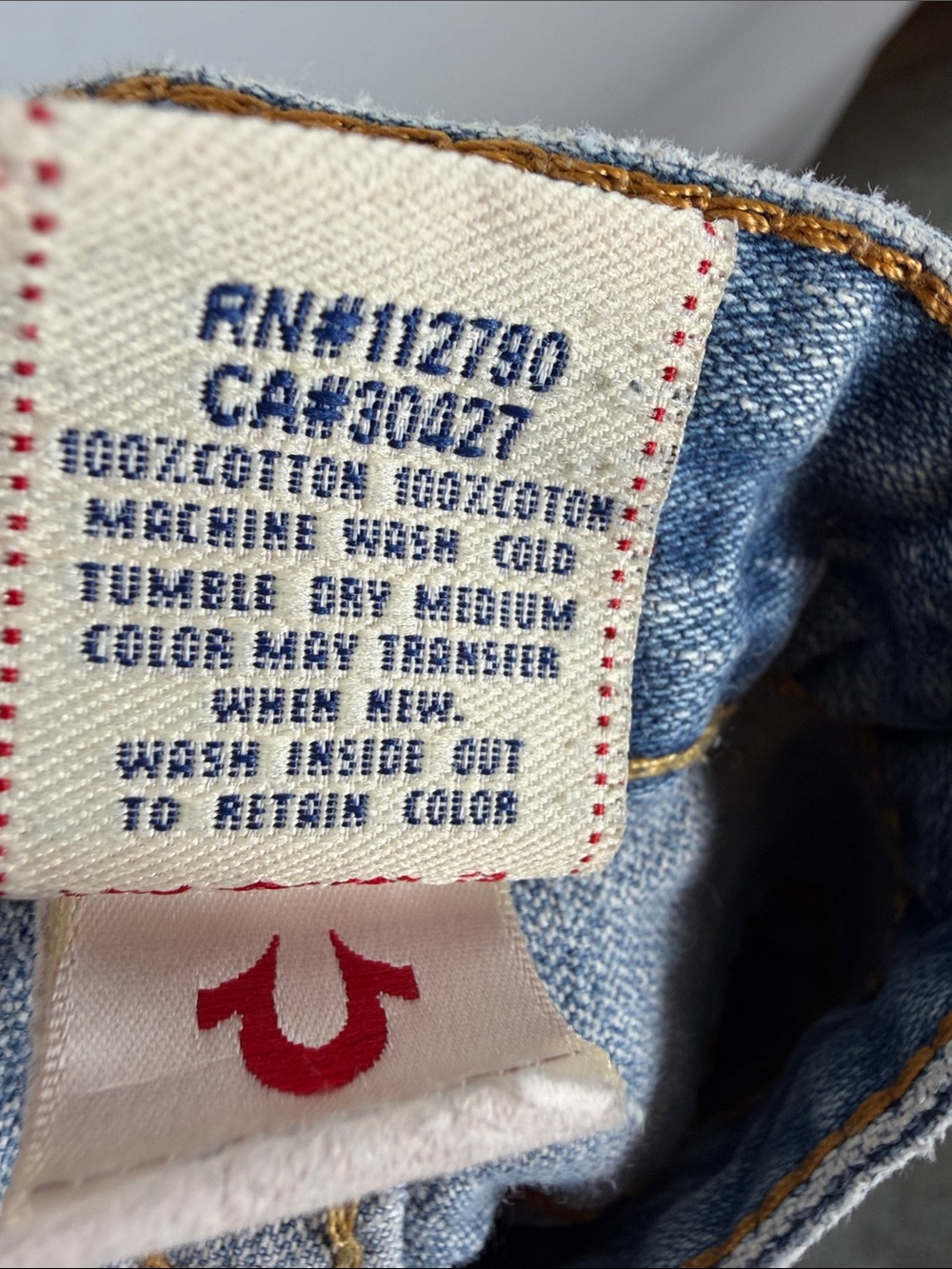 True Religion Y2K Light Blue Flared Jeans with Subtle Distress Size 29. Worn Hem - Picture 10 of 12